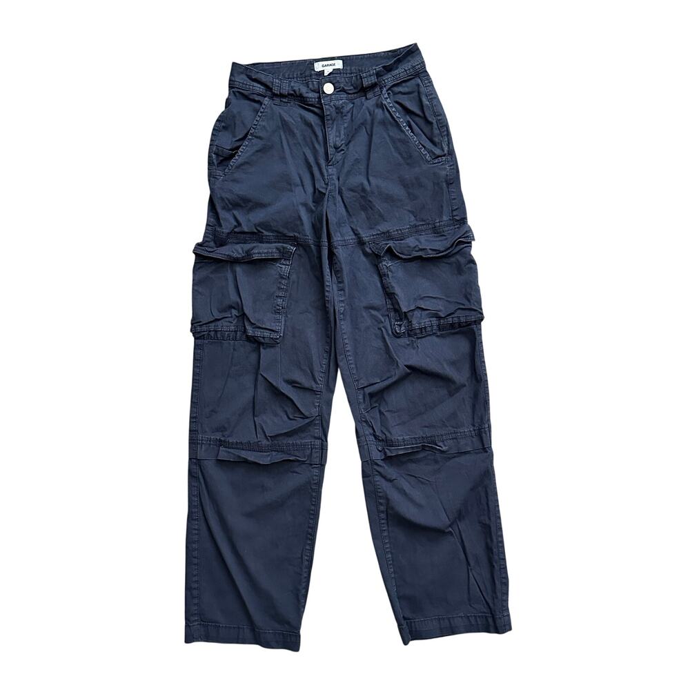 Garage Remi Straight Cargo Pants Women Size 1 Navy Y2K Utility Streetwear Baggy